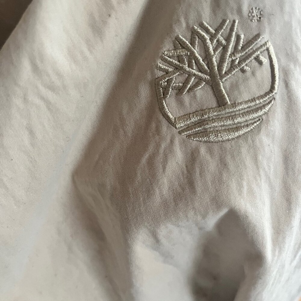 Timberland Weather Gear w/ hood  Zip Up Button Up Beige Collared Jacket  SZ M - Picture 6 of 11
